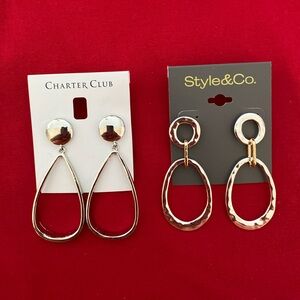 CHARTER CLUB AND STYLE AND COMPANY Silver Teardrop Earrings